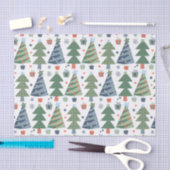 グリーンレッドブルークリスマスツリーズフェスティバルトレンディー 薄葉紙 (クラフト)