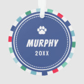 グリーンレッドブルースターバストストライプドッグクリスマス オーナメント (裏面)