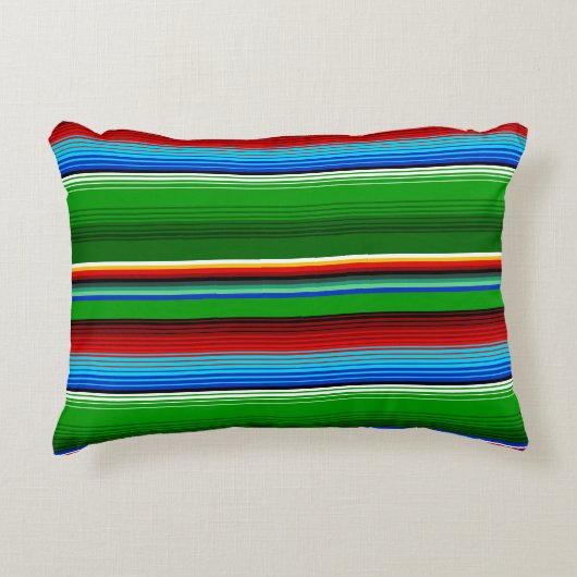 グリーンレッドブルーメキシカンサラペ アクセントクッション (正面)