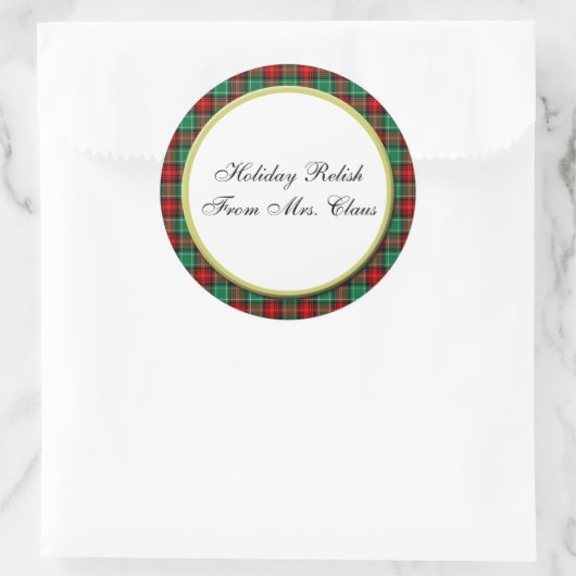 グリーンレッドプレイドカスタムベーキングホリデーステッカー ラウンドシール (バッグ)