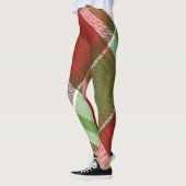 グリーンレッドプレイドパターンフェスティバルクリスマスホリデー レギンス (左)
