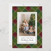グリーンレッドプレイドフレームメリークリスマス シーズンカード (正面)