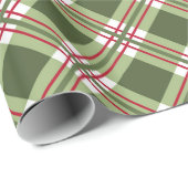 グリーンレッドプレイドホリデーズメリークリスマス ラッピングペーパー (ロールコーナー)