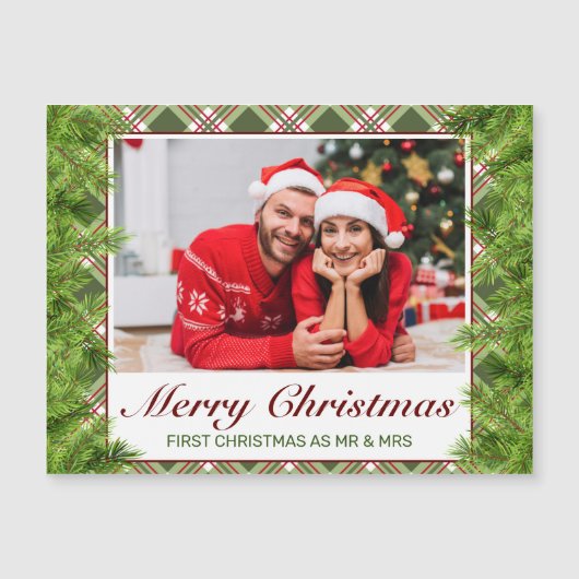 グリーンレッドプレイド&パインフォトメリークリスマス (正面)