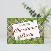 グリーンレッドプレイド&パインブランチクリスマスパーティー 出欠カード (スタンド正面)