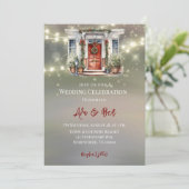 グリーンレッドベリーデコードアライト結婚ズ 招待状 (スタンド正面)