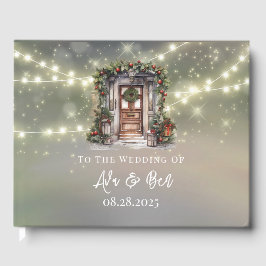 グリーンレッドベリ飾ードアラ結婚イト ゲストブック