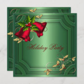 グリーンレッドベル企業のズホリデーパーティー 招待状 (正面/裏面)