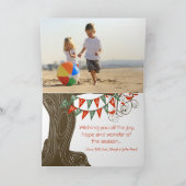 グリーンレッドペナントツリーメリークリスマスあなたの写真 シーズンカード (内部)