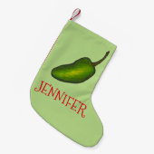 グリーンレッドホットジャラペーニョペッパー野菜ベジエ スモールクリスマスストッキング (正面 (吊り時))