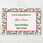 グリーンレッドホリーザホリデーキッチンオブベーキング フードラベル (シングルラベル)