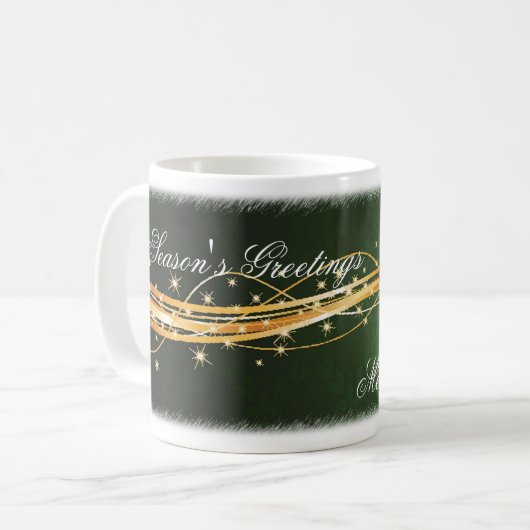 グリーンレッドボウメリークリスマスマグカップ コーヒーマグカップ (正面左)