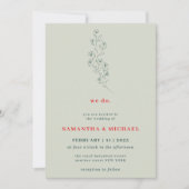 グリーンレッドボホインディ素朴ボタニック私たちは花をする 招待状 (正面)