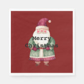 グリーンレッドメリークリスマスサンタ スタンダードランチョンナプキン (正面)