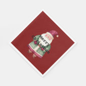 グリーンレッドメリークリスマスサンタ スタンダードランチョンナプキン (角)