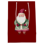 グリーンレッドメリークリスマスサンタ ミディアムペーパーバッグ (裏面)