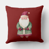 グリーンレッドメリークリスマスツリーサンタ（背面） クッション (裏面)