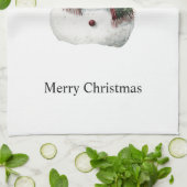 グリーンレッドメリークリスマスツリーズ雪だるま キッチンタオル (折り畳み)