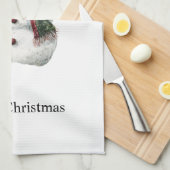 グリーンレッドメリークリスマスツリーズ雪だるま キッチンタオル (四つ折り)