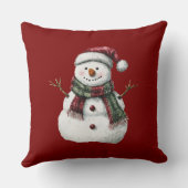 グリーンレッドメリークリスマスツリーズ雪だるま クッション (裏面)