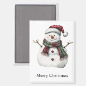 グリーンレッドメリークリスマスツリーズ雪だるま マグネット (正面/裏面)