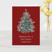 グリーンレッドメリークリスマスツリー カード (黄色い花)