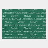 グリーンレッドメリークリスマス引用文 ラッピングペーパーシート (正面3)