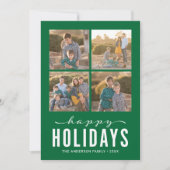 グリーンレッドモダンハッピーホリデーズフォトコラージュ シーズンカード (正面)