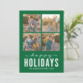 グリーンレッドモダンハッピーホリデーズフォトコラージュ シーズンカード (スタンド正面)