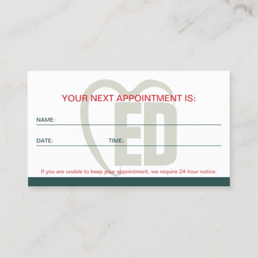 グリーンレッドモダンフォーマルブランディング歯科 名刺 (裏面)