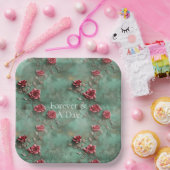 グリーンレッドローゼスフローラ ペーパープレート (パーティー)