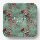 グリーンレッドローゼスフローラ ペーパープレート (正面)