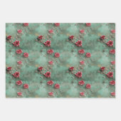 グリーンレッドローゼスフローラ ラッピングペーパーシート (正面2)