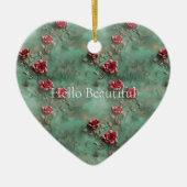 グリーンレッドローゼス セラミックオーナメント (正面)