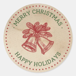 グリーンレッドヴィンテージジンルベルクリスマスラベル ラウンドシール