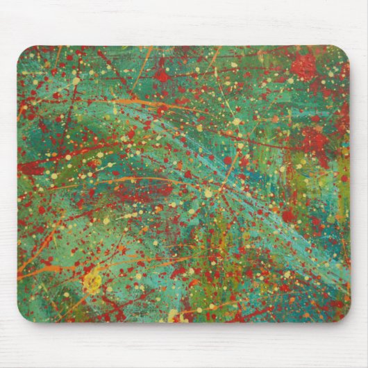 グリーンレッド抽象芸術アートデザインポーロック滴下 マウスパッド (正面)