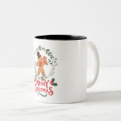 グリーンレッド漫画かわいいジンジャーパンキャラクター ツートーンマグカップ (正面右)