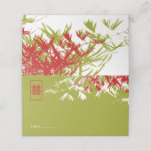 グリーンレッド竹葉のダブルシ中国のョ結婚ン プレイスカード (外部開封)