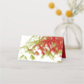 グリーンレッド竹葉のダブルシ中国のョ結婚ン プレイスカード (裏面)