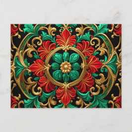 グリーンレッド装飾クリスマスホリデーポストカード ポストカード