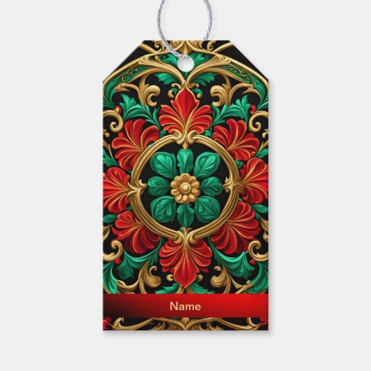 グリーンレッド装飾ホリデーギフトラベル ギフトタグ (正面)