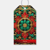 グリーンレッド装飾ホリデーギフトラベル ギフトタグ (裏面)