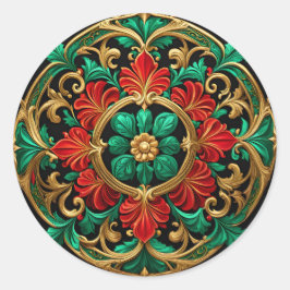 グリーンレッド装飾ホリデーステッカー ラウンドシール