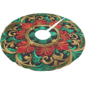 グリーンレッド装飾ホリデーツリースカート ブラッシュドポリエステルツリースカート (アングル)