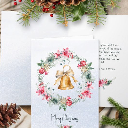 グリーンレッド金ゴールドベルスノーフレーククリスマスリース シーズンカード