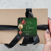 グリーンレッド金ゴールドボーブルクラシッククリスマス スクエアシール