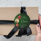 グリーンレッド金ゴールドボーブルクラシッククリスマス ラウンドシール