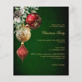 グリーンレッド金ゴールドボーブルクリスマスパーティの招待状 (正面)