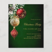 グリーンレッド金ゴールドボーブルクリスマスパーティの招待状 (正面)
