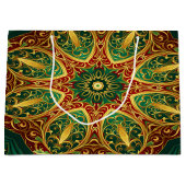 グリーンレッド金ゴールド装飾休日抱き枕 ラージペーパーバッグ (正面)